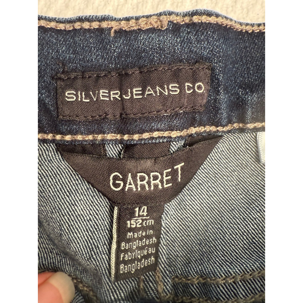 Girls Silver Jeans Co. Blue Garret Denim Jeans Size 14 with Gold Stitching - Picture 3 of 8